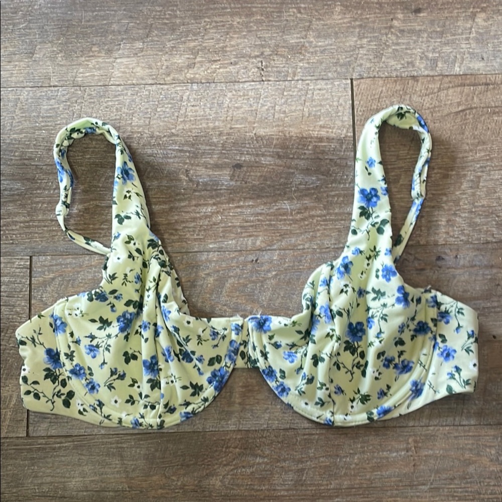 Abercrombie & Fitch Floral Bikini Top - Yellow and Blue